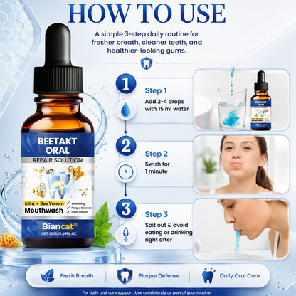 Biancat® BeeTakt Oral Repair Solution 🦷 — Bee Venom🐝–Inspired Mouthwash for Gumline Care, Plaque Defense & Fresher Breath