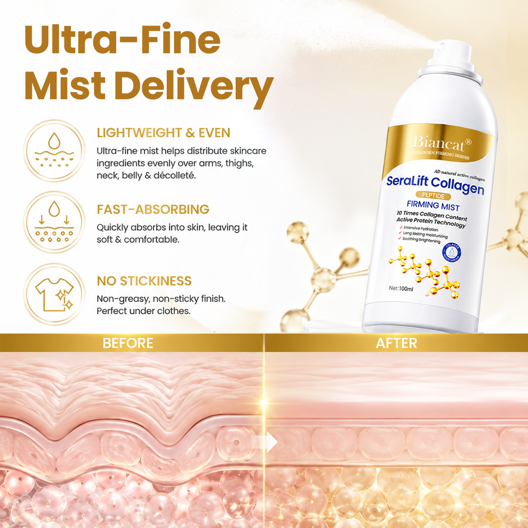 ✨ FIRM • SMOOTH • HYDRATE Biancat® SeraLift Collagen Peptide Firming Mist  💧 For loose, dry & crepey-looking body skin — lightweight, fast-absorbing, non-greasy.
