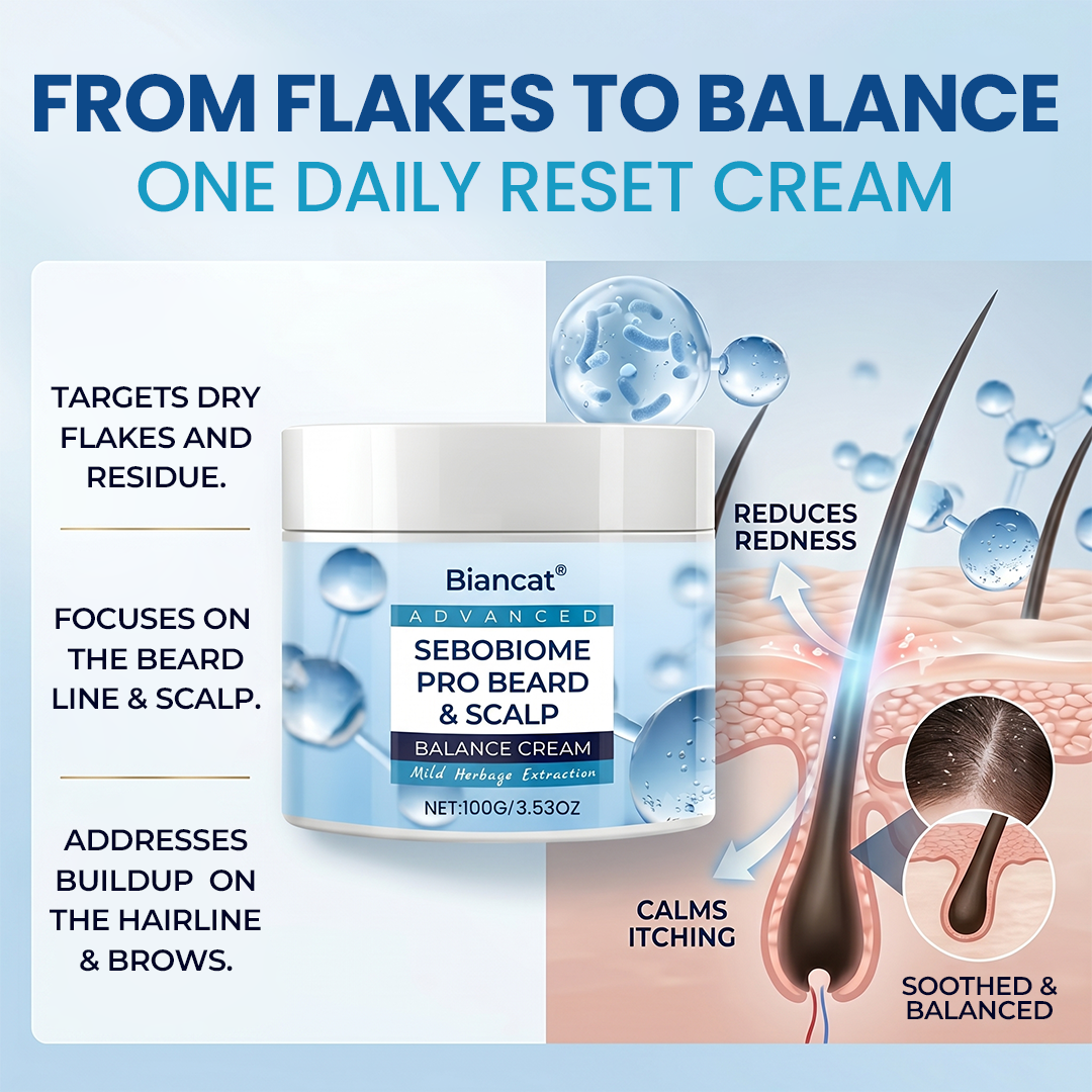 🔥 FLAKE-FREE SKIN IN 7 DAYS Biancat® SeboBiome Pro Beard & Scalp Cream 🌱 Reduces Itch & Flakes — No Greasy Residue!