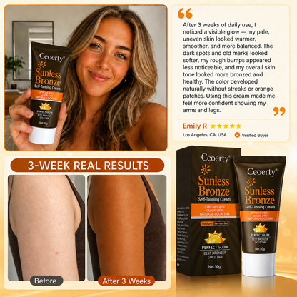 Ceoerty® Sunless Bronze Self-Tanning Cream🥕✨ No-Sun Natural Bronze Glow with DHA + Beta-Carotene for Streak-Free, Non-Orange, Hydrating Tan & Smoother-Looking Uneven Skin